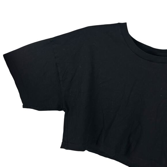 Aritzia TNA Black Short Sleeve Crew Neck Cut Off Crop Top - Picture 3 of 5
